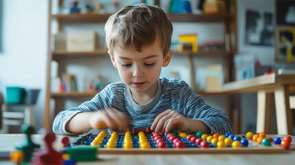 A neurodivergent child learning with tailored educational tools, promoting an inclusive approach