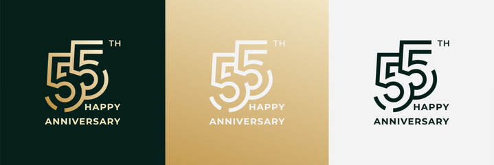 Logo 55th, 55 years anniversary, Creative design template for celebration, birthday, greeting and invitation. Editable file