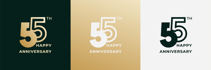 Logo 55th, 55 years anniversary, Creative design template for celebration, birthday and invitation. Editable file