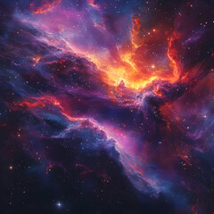 Obraz premium Cosmic Dance of the Galaxy, a mesmerizing scene of swirling stars and vibrant nebulae illuminating the vastness of space.