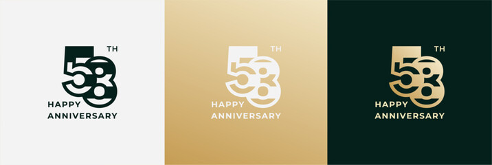 Logo 58th, 58 years anniversary, Creative design template for celebration, greeting, birthday and invitation. Editable file