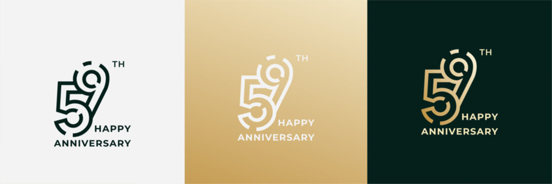 Logo 59th, 59 years anniversary, Creative design template for celebration, birthday, greeting and invitation. Editable file
