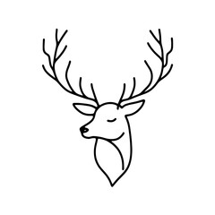 Deer head silhouette style Victor illustration with white background 