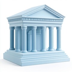3D stunning blue architectural model of a classical temple with elegant columns and intricate details, perfect for design and education.