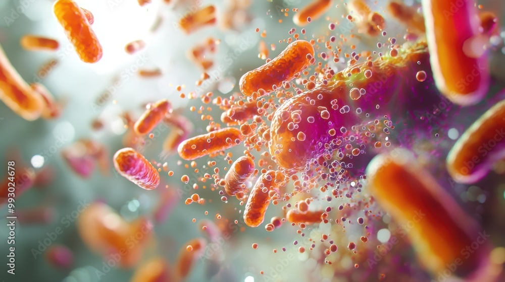 Poster 3d visualization of multiplying bacteria cells