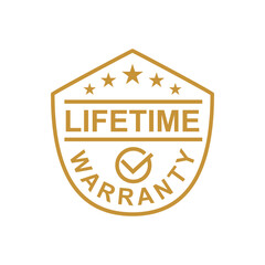 lifetime warranty sticker. guarantee sign and symbol.