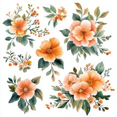 Watercolor Floral Set.