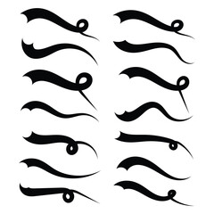 Swoosh vector set. Swoosh element simple design swoop underline typography. Swash and swooshes tails design template isolated on white background. Vector illustration. EPS 10