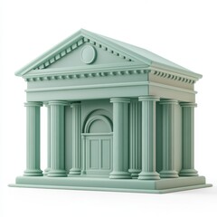 Obraz premium A green 3D model of a classical building, featuring columns and ornamentation, perfect for architectural design or educational use.