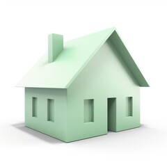 3D minimalistic green house model representing sustainability and eco-friendly living in architecture.