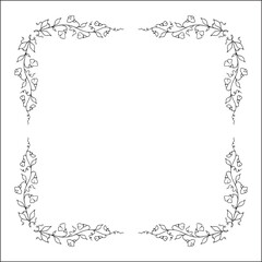 Vegetal floral frame with leaves and flowers, decorative corners for greeting cards, banners, business cards, invitations, menus. Isolated vector illustration.	

