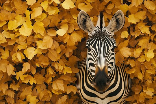 Elegant zebra in the foliage