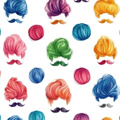 Colorful Mustache Pattern.