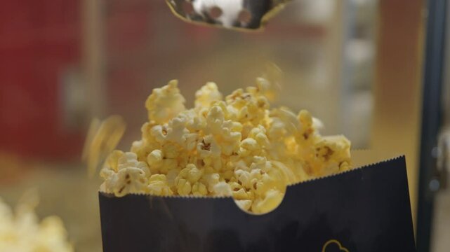 Popcorn loaded into popcorn bag