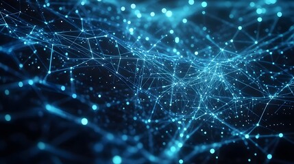 Fototapeta premium Abstract Blue Network with Interconnected Nodes and Lines