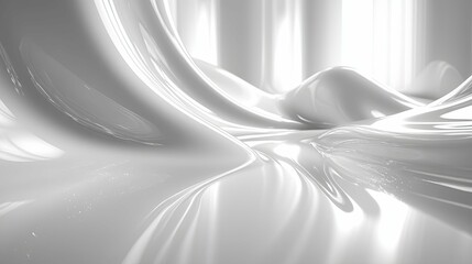 Abstract White Liquid Surface with Smooth, Curved Forms