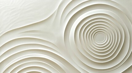 Abstract White 3D Pattern with Concentric Circles and Waves