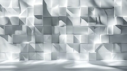 White Cubic Wall with Light and Shadow Patterns