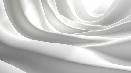Abstract White Draped Fabric with Smooth Curves and Gentle Shadows