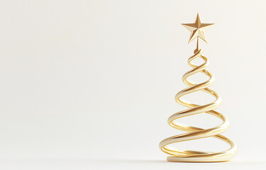 golden Christmas tree, elegantly spiraled with star on top, radiating festive cheer and warmth. Perfect for holiday themed designs