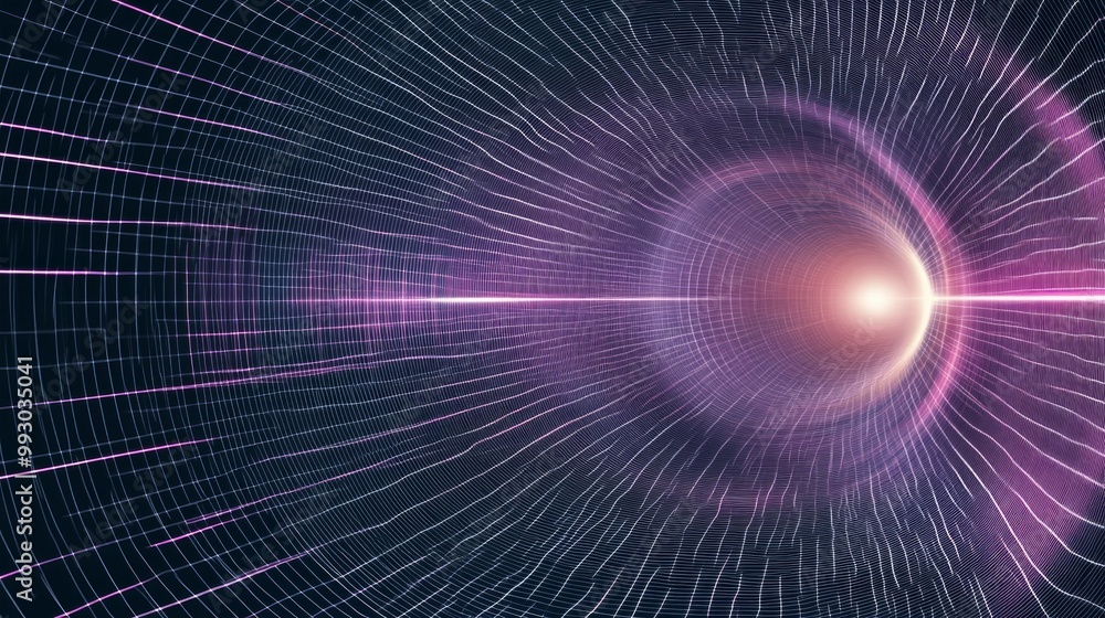 Poster an illustrative representation of quantum tunneling in a theoretical physics context