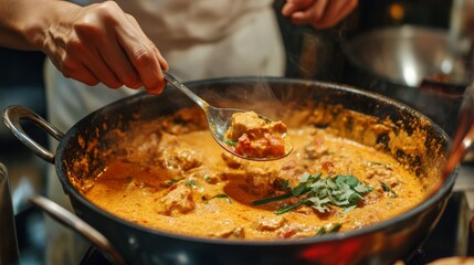 Steaming Hot Curry in a Pan, Indian Food, Spicy Cuisine, Food Photography, Delicious Meal, Curry Recipe, Home Cooking