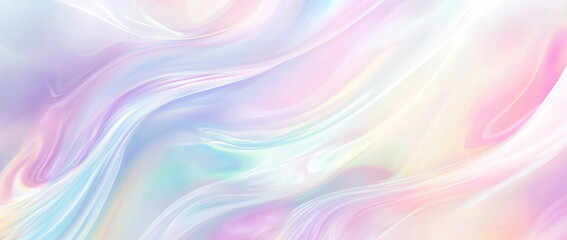 Obraz premium dreamy holographic background featuring pastel rainbow colors, creating serene and ethereal atmosphere. flowing patterns evoke sense of tranquility and beauty