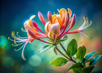 Fototapeta premium Elegant Minimalist Drawing of Honeysuckle Flower in Soft Colors for Modern Art Decor and Design