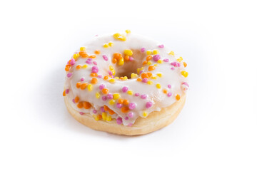 Sweet glazed donut isolated on white background