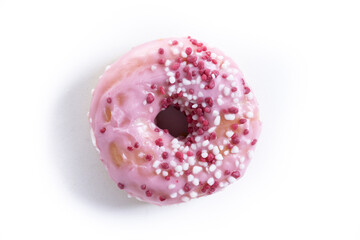 Sweet glazed donut isolated on white background