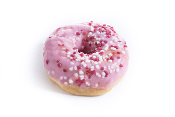 Sweet glazed donut isolated on white background