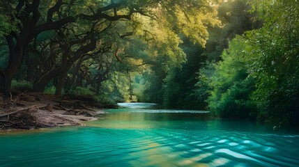 Obraz premium a hyperrealistic painting of a lush forest