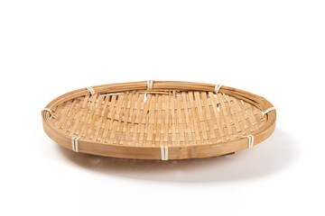 handmade bamboo rattan basket isolated on white background. 