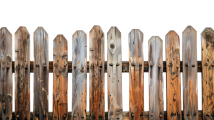 Wooden fence texture wood natural brown isolated on background. Close Up trunk plant of wooden poles, wall fence vintage background. Surface wooden fencing for decoration garden style
