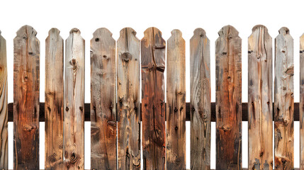 Wooden fence texture wood natural brown isolated on background. Close Up trunk plant of wooden poles, wall fence vintage background. Surface wooden fencing for decoration garden style