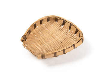 handmade bamboo rattan basket isolated on white background. 