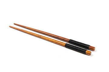 wooden chopsticks isolated on white background.