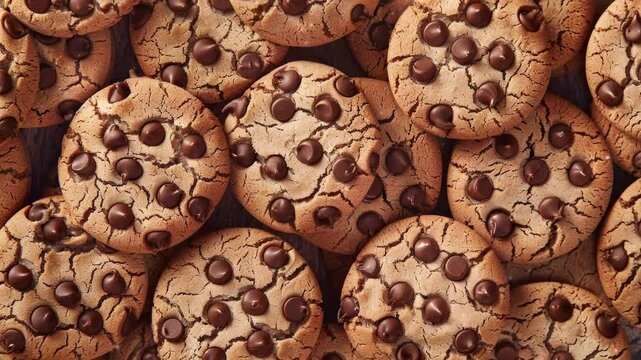 Close up of Bake Cookies background, top view. Photorealistic high resolution macro photography for advertising or food design.
