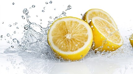 Lemon water splash isolated on white background  