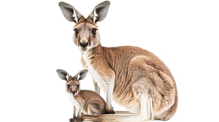 kangaroo with baby isolated on white background  
