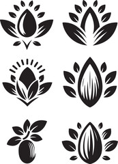 Almond logos collection. Almond black logo set. abstract logos. Icon design