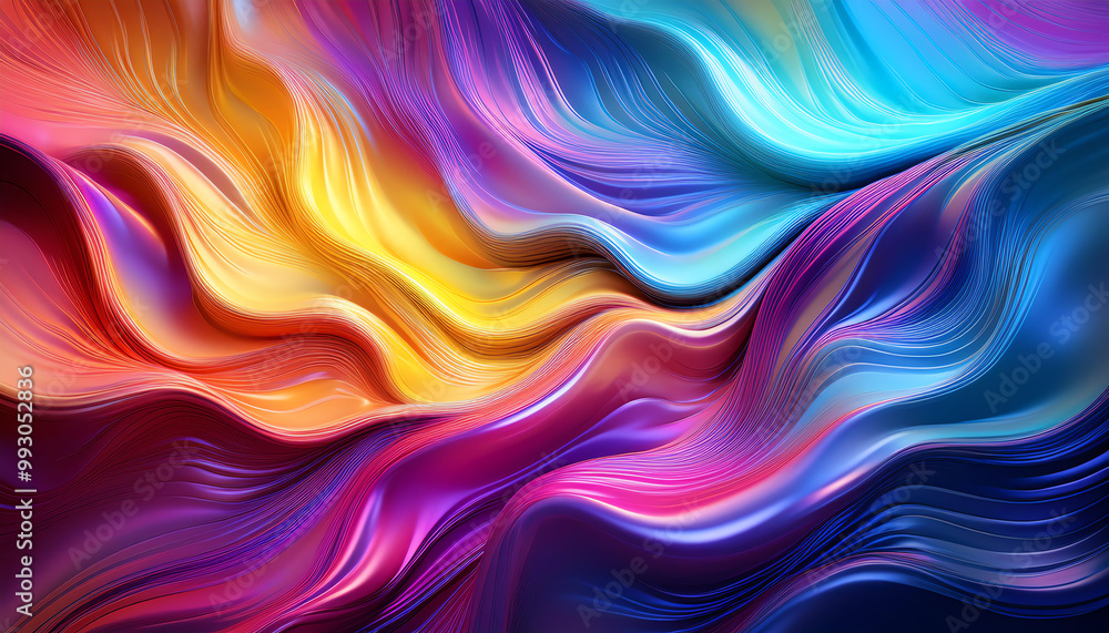 Poster abstract colorful wave patterns with fluid motion and vibrant hues.