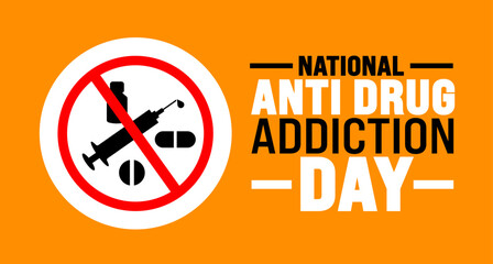 National Anti Drug addiction day background or banner design template is observed every year in October. Holiday concept. Template for card, poster, placard, template. eps 10