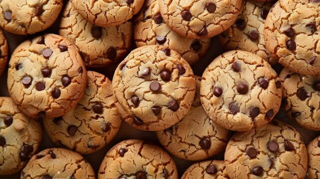 Close up of Bake Cookies background, top view. Photorealistic high resolution macro photography for advertising or food design.