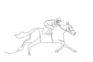 horse racing jockey sport lifestyle one line art design vector