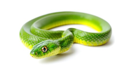 Obraz premium Green snake isolated on white background 