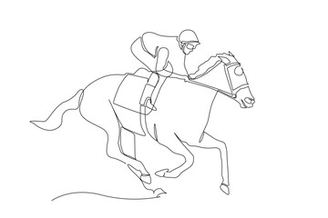 horse racing jockey sport lifestyle one line art design vector
