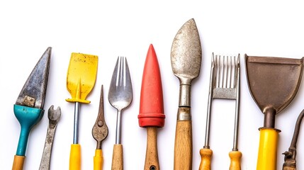 garden tools on a white background 
