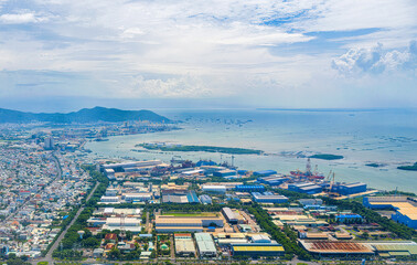 A corner of Vung Tau city with industrial parks and port clusters on Ganh Rai bay