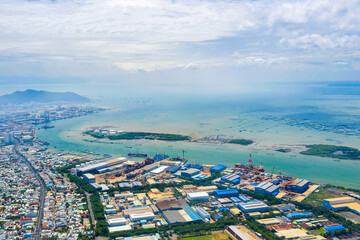 A corner of Vung Tau city with industrial parks and port clusters on Ganh Rai bay